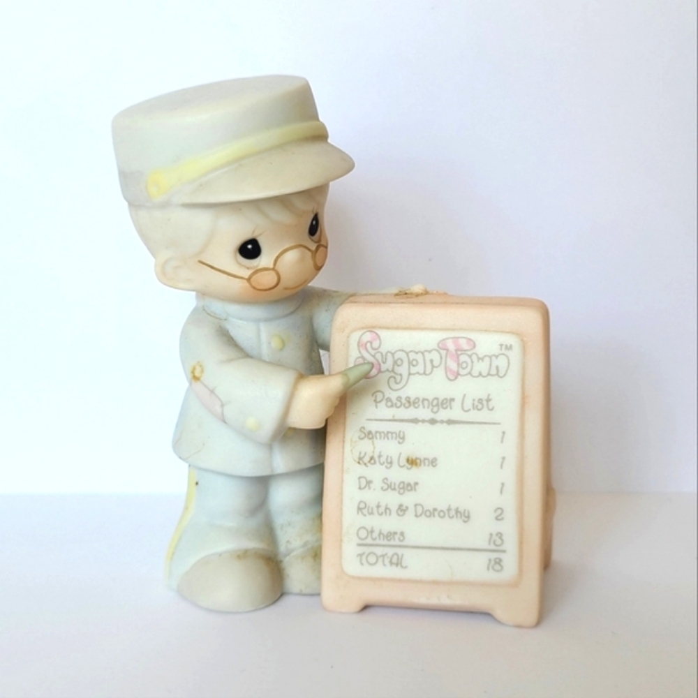Precious Moments Sugar Town Train Set Conductor Collectible Porcelain Figurine